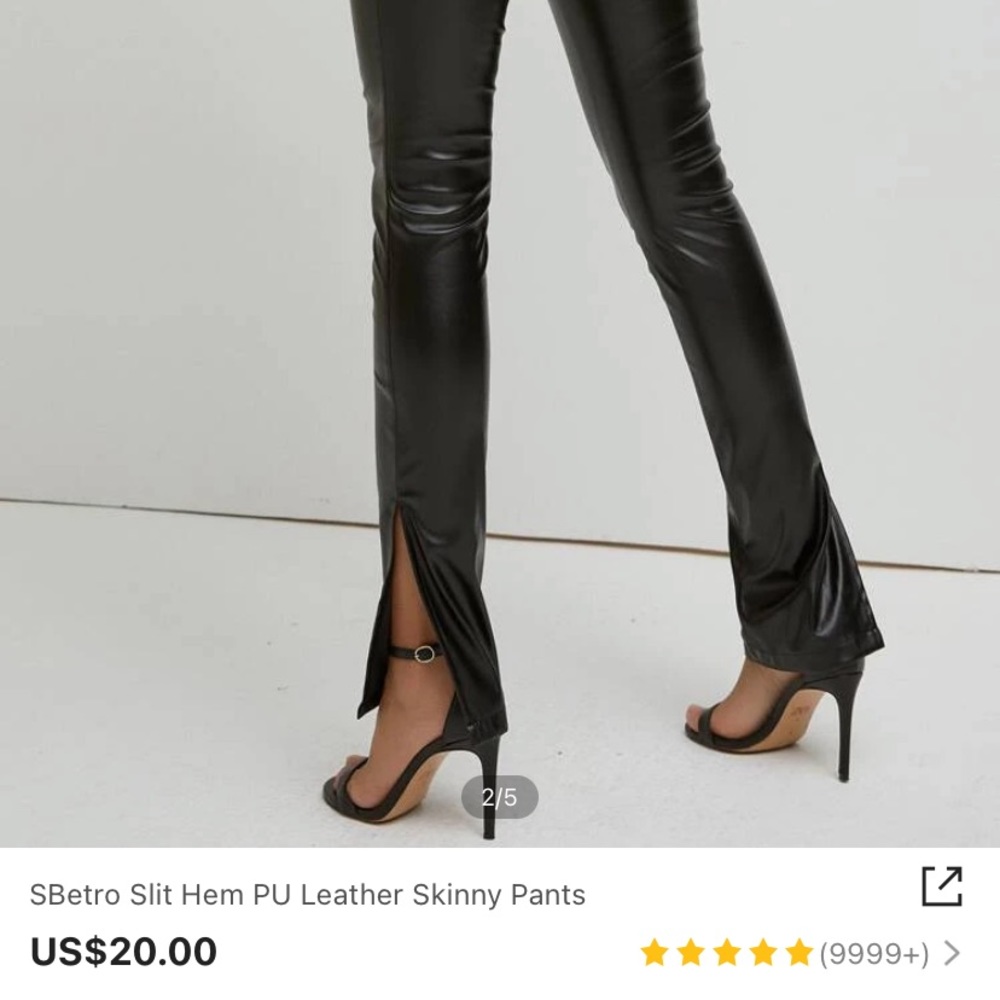 Shein small leather pants with slit on bottom